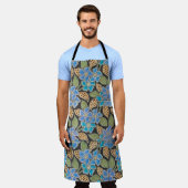 Elegante Bloem Blauw Periwinkle Floral Classic Schort (Gedragen)