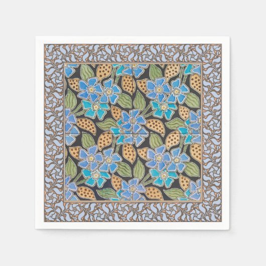 Elegante Bloem Blauw Periwinkle Floral Classic Servet (Voorkant)