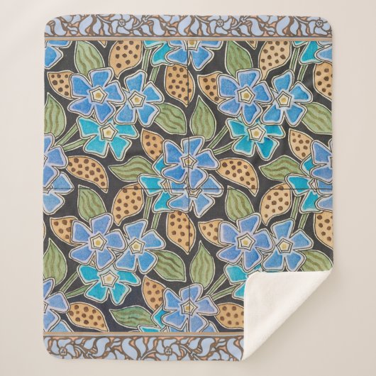 Elegante Bloem Blauw Periwinkle Floral Classic Sherpa Deken (Voorkant)