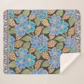 Elegante Bloem Blauw Periwinkle Floral Classic Sherpa Deken (Voorkant (horizontaal))