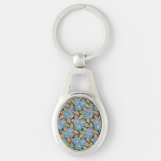 Elegante Bloem Blauw Periwinkle Floral Classic Sleutelhanger (Voorkant)