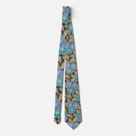 Elegante Bloem Blauw Periwinkle Floral Classic Stropdas (Achterkant)