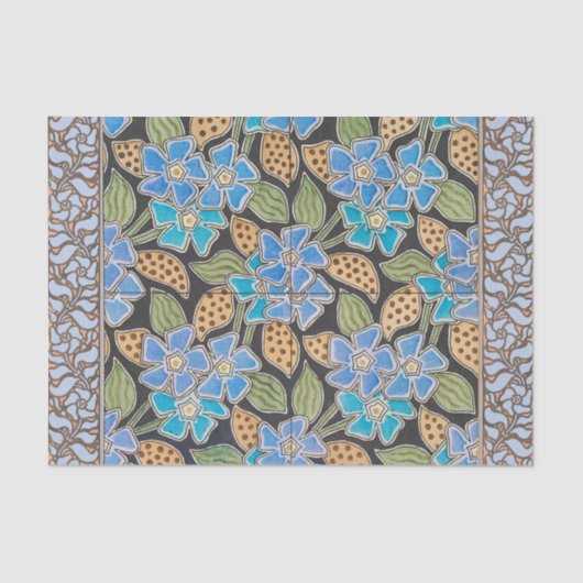 Elegante Bloem Blauw Periwinkle Floral Classic Tissuepapier (Voorkant)