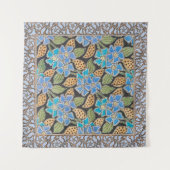 Elegante Bloem Blauw Periwinkle Floral Classic Wandkleed (Voorkant (horizontaal))