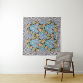 Elegante Bloem Blauw Periwinkle Floral Classic Wandkleed (In Situ (horizontaal))