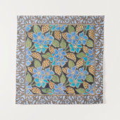 Elegante Bloem Blauw Periwinkle Floral Classic Wandkleed (Voorkant)