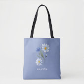 Elegante bloem blauwe trendy chic stijlvolle tas (Voorkant)