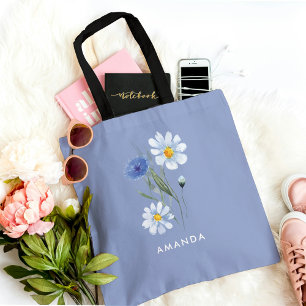Elegante bloem blauwe trendy chique stijlvolle tas