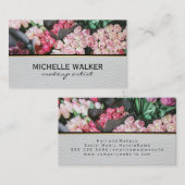 Elegante Bloem | Bloemist | Leder Visitekaartje (Voorkant / Achterkant)