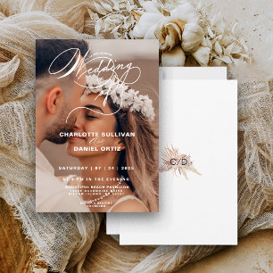 Elegante Bloem Boho De Bruiloft Van Foto Kaart