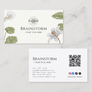 Elegante bloem branding met aangepast logo visitekaartje