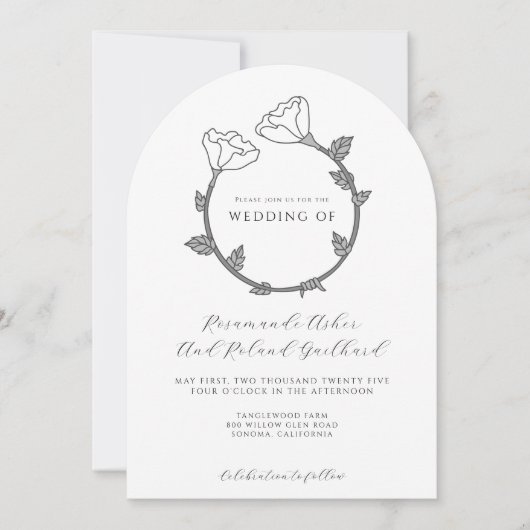 Elegante Bloem Bruiloft Kaart (Voorkant)