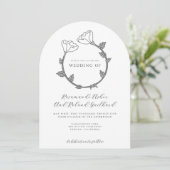 Elegante Bloem Bruiloft Kaart (Staand voorkant)