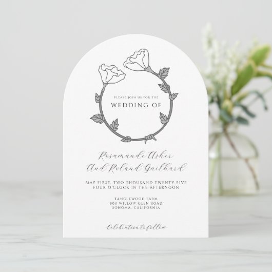 Elegante Bloem Bruiloft Kaart (Staand voorkant)