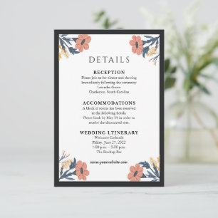 Elegante bloem bruiloft uitnodigingskaart bijlagen informatiekaartje