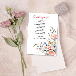 Elegante bloem bruiloft wensput informatiekaartje