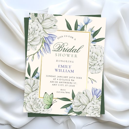 Elegante bloem bruiloftsborrel kaart