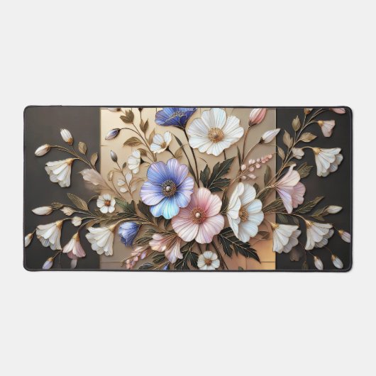 Elegante Bloem Bureaumat Luxe Botanische Muismat (Voorkant)