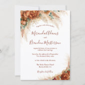 Elegante Bloem Calligrafie QR CodeBoho Bruiloft Kaart (Voorkant)