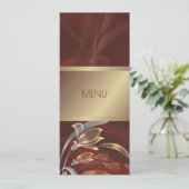 Elegante bloem Caoba | Gouden menukaarten Menu (Staand voorkant)