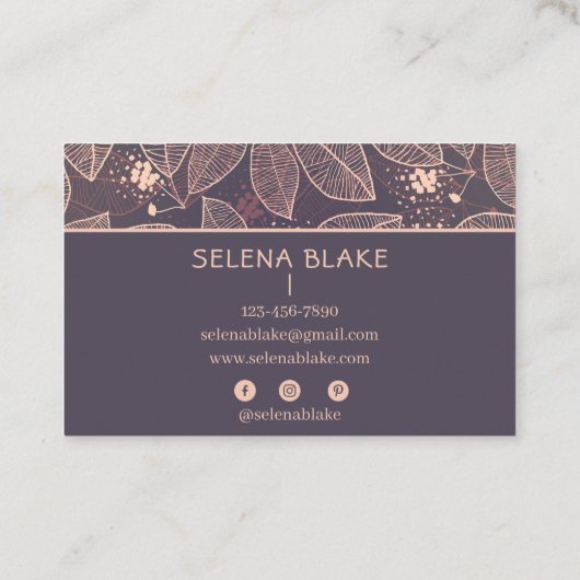 Elegante bloem | Chique en modern minimalistisch Visitekaartje (Achterkant)