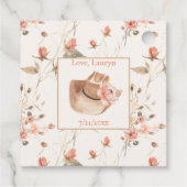 Elegante bloem cowgirl bruidsshower favorlabels bedankjes labels (Achterkant)