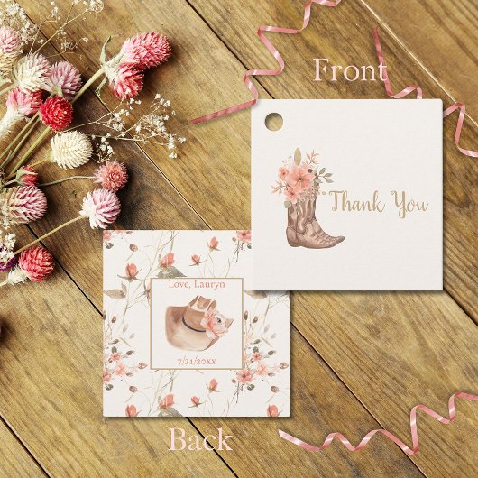 Elegante bloem cowgirl bruidsshower favorlabels bedankjes labels