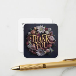 Elegante Bloem "Dank je wel" Gouden Letter Design Informatiekaartje