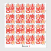 Elegante Bloem Dubbel Geluk Chinese Bruiloft Sticker (Vel)