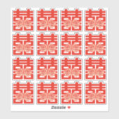 Elegante Bloem Dubbele Xi Chinese Bruiloft Sticker (Vel)