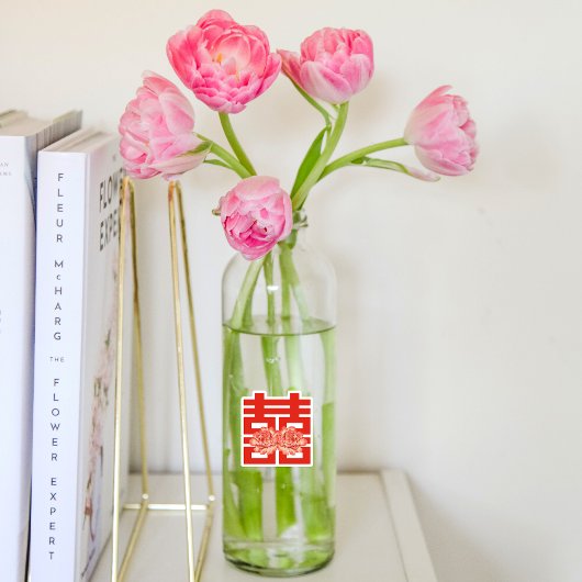 Elegante Bloem Dubbele Xi Chinese Bruiloft Sticker