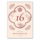 Elegante Bloem Dubbele XI Trouwtafel Nummer Kaart (Achterkant)