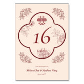 Elegante Bloem Dubbele XI Trouwtafel Nummer Kaart (Voorkant)