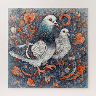 Elegante Bloem Duif Liefde Cadeau Koppels Legpuzzel