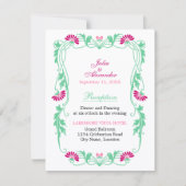 Elegante bloem- en bladmotieven en ontvangstkaarte kaart (Voorkant)