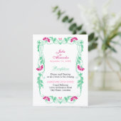 Elegante bloem- en bladmotieven en ontvangstkaarte kaart (Staand voorkant)