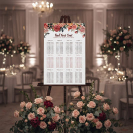 Elegante bloem- en grijze gestreepte zitplaatsen v acryl bord