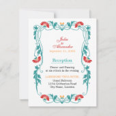 Elegante bloem- en krulontwerpen ontvangstkaarten kaart (Voorkant)