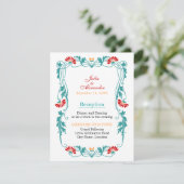 Elegante bloem- en krulontwerpen ontvangstkaarten kaart (Staand voorkant)