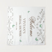 Elegante bloem- en vlinder bruidsdouche welkom wandkleed (Voorkant (horizontaal))