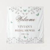 Elegante bloem- en vlinder bruidsdouche welkom wandkleed (Voorkant)
