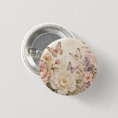 Elegante Bloem- en Vlinder Waterverf Ronde Button 3,2 Cm (Voorkant /achterkant)