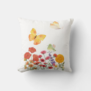 Elegante Bloem- en Vlinderkussen – Mooie Bloemen Kussen