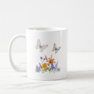 Elegante bloem- en vlindermok – Delicate bloemen Koffiemok