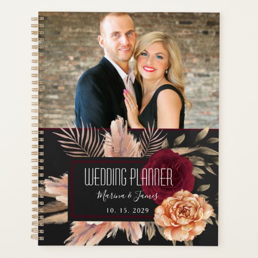 Elegante Bloem Foto Bruiloftsplanner Planner (Voorkant)