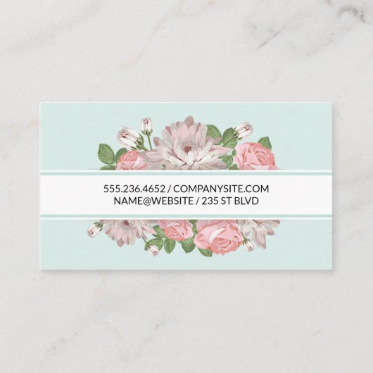 Elegante Bloem Frame Achtergrond Visitekaartje (Achterkant)