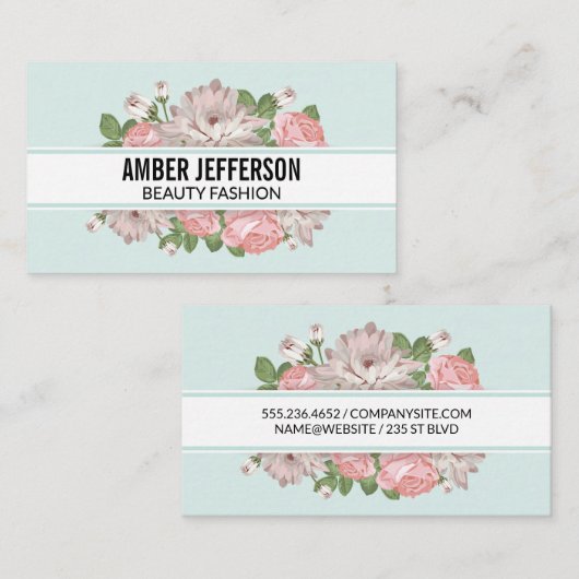 Elegante Bloem Frame Achtergrond Visitekaartje (Voorkant / Achterkant)