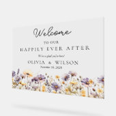 Elegante bloem gelukkig ooit na bruiloft welkom acryl bord (Hoek)
