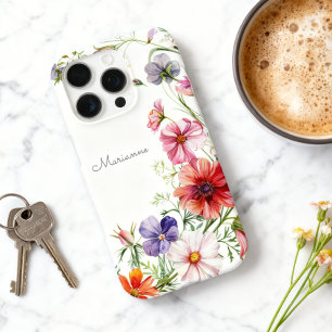 Elegante bloem gepersonaliseerde naam iPhone 16 pro hoesje