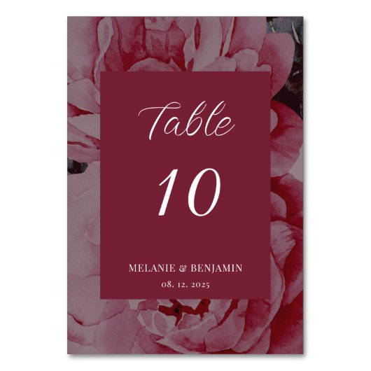 Elegante Bloem Gepersonaliseerde Trouwtafel Nummer Kaart (Achterkant)